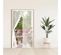 Fly Screens for Doors 52 x 208 cm Powerful Magnets and Magic Tape, No Drill Installation, Automatically Closes Keeps Bugs Out Anti Mosquito Mesh Curtain for Kitchen, White