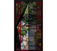 Fly Screens for Doors 58 x 210 cm with Powerful Magnets and Full Frame Hook&Loop, No Gap, Keep Bugs Out Lets Fresh Air in, Fly Insect Screen Mesh Door Curtain Kid and Pet Friendly, Black