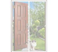 Fly Screens for Doors 58 x 210 cm with Powerful Magnets and Full Frame Hook&Loop, No Gap, Keep Bugs Out Lets Fresh Air in, Heavy Duty Fly Door Screen Mesh Kid and Pet Friendly, White