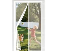 Fly Screens for Doors 62 x 217 cm with Powerful Magnets Automatically Closes and Magic Tape, Install Without, Keep Bugs Out, Door Curtains to Stop Flies for Balcony Door, White