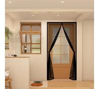Fly Screens for Doors 65 x 160 cm Powerful Magnets and Full Frame Magic Tape Insect Protection Door Easy to Install Without Drilling for Patio Bedroom Sliding Kitchen, Black