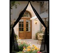 Fly Screens for Doors 65 x 265 cm Powerful Magnets and Full Frame Magic Tape Cat Screen Door Hands Free No Drill Installation for Patio Bedroom Sliding Kitchen, Black