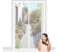 Fly Screens for Doors 66 x 249 cm Powerful Magnets, Keep Bugs Out, Automatically Closes, No Drill Installation, Anti Mosquito Mesh Curtain Garde L'Air Frais à L'Intérieur, White