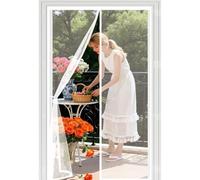 Fly Screens for Doors 68 x 173 cm with Powerful Magnets Automatically Closes and Magic Tape, Install Without, Keep Bugs Out, Magnetic Screenfly Doors for Balcony Door, White