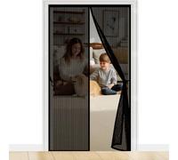 Fly Screens for Doors 74 x 249 cm Without Drilling, with Strong Magnets and Magic Band, Automatically Closes, Keep Insects Magnetic Screenfly Doors for Kitchen, Black