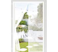 Fly Screens for Doors 78 x 242 cm Automatically Closes Keeps Bugs Out, Powerful Magnets and Magic Tape, No Drill Installation, Anti Mosquito Mesh Curtain for Sliding Door, White