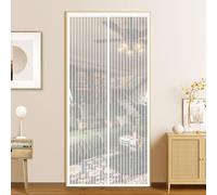 Fly Screens for Doors 78 x 242 cm Durable Polyester Mesh, Keeps Bugs Out Nets Patio Curtain Insect Mesh Easy to Install Without Drilling for Home, Office and Store, White