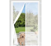 Fly Screens for Doors 79 x 202 cm Without Drilling, with Strong Magnets and Magic Band, Automatically Closes, Keep Insects Magnetic Screen Door Curtain for Sliding Door, White