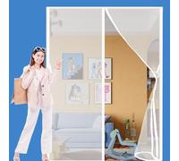 Fly Screens for Doors 80 x 180 cm with Powerful Magnets and Full Frame Magic Tape Insect Protection Door Easy to Install Without Drilling for Balcony Patio Bedroom, White