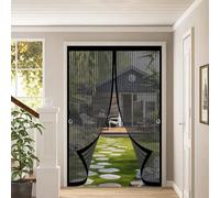 Fly Screens for Doors 87 x 206 cm Powerful Magnets, No Drill Installation, Automatically Closes, for Keeping Out Flies & Bug Flyscreen French Doors for Patio Bedroom, Black
