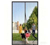 Fly Screens for Doors 90 x 145 cm Powerful Magnets Full Frame Magic Tape Patio Curtain Insect Mesh No Drill Installation Automatically Closes for Keeping Out Flies & Bug, Black