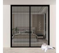Fly Screens for Doors 90 x 239 cm Automatically Closes Keeps Bugs Out, Powerful Magnets and Magic Tape, No Drill Installation, Patio Insect Door Screen Pet & Kid Friendly, Black