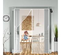 Fly Screens for Doors 90x205cm(35x81inch) Automatic Closing Magnetic Fly Curtain,Insect Door Screen with Full Frame Magic Tape,Keep Out Bugs Let Fresh Air in - White