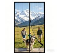 Fly Screens for Doors 92 x 145 cm Keep Bugs Out Lets Fresh Air in Door Fly Screen No Drill Installation Automatically Closes for Keeping Out Flies & Bug, Black