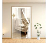 Fly Screens for Doors 93 x 272 cm with Powerful Magnets Automatically Closes and Magic Tape, Install Without, Keep Bugs Out, Patio Insect Door Screen for Balcony Door, White