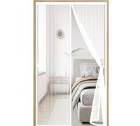 Fly Screens for Doors 94 x 161 cm Without Drilling, with Strong Magnets and Magic Band, Automatically Closes, Keep Insects Door Curtains to Stop Flies for Kitchen, White