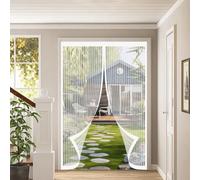 Fly Screens for Doors 94 x 214 cm Powerful Magnets, No Drill Installation, Automatically Closes, for Keeping Out Flies & Bug Flyscreen French Doors for Patio Bedroom, White
