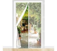 Fly Screens for Doors 96 x 208 cm Snap Shut Automatically Insect with Full Frame Magic Tape&Powerful Magnets, No Drill Installation Patio Insect Door Screen for Bedroom, White