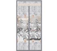 Fly Screens for Doors, Embroidery Design Heavy Duty Fly Net for Door, Curtain for Pet, Garage, Warehouse, Farm, Patio Door(Gray B,95x200cm(WxH))