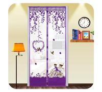 Fly Screens for Doors， Fly Screen Door，Door Screen Curtain， Summer Mesh Net Anti Mosquito Insect Fly Bug Curtain Automatic Closing Door Screen Kitchen Curtain(90 X 210cm Purple)