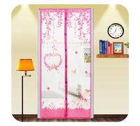 Fly Screens for Doors， Fly Screen Door，Door Screen Curtain， Summer Mesh Net Anti Mosquito Insect Fly Bug Curtain Automatic Closing Door Screen Kitchen Curtain(100 X 210 Pink)