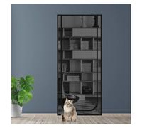 Fly Screens for Doors， Fly Screen Door，Door Screen Curtain， Zipper Door Screen Anti-cat PPT Nano Up Opening & Left Opening Shape Anti-Mosquito Mesh Screen(White B,W 110cm x H 220cm)