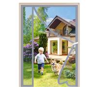 Fly Screens for Doors Grey 100x210cm Side Opening Anti Mosquito Mesh Fly Curtain Nets with Magnets & Full Frame Magic Tape Pet and Kid Friendly