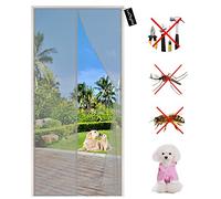 Fly Screens for Doors Magnetic Anti Mosquito Net 170 x 205 cm Fly Curtain Mesh, Insect Door Screen with Full Frame Magic Tape, Keep Out Bugs Let Fresh Air in - Gray