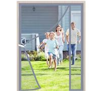 Fly Screens for Doors Magnetic Anti Mosquito Net Fly Curtain Mesh 75x195cm Grey with Full Frame Magic Tape Seal Automatically for Sliding Doors Living Room
