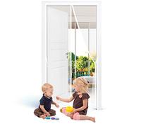 Fly Screens for Doors Magnetic Anti Mosquito Net Fly Curtain Mesh, Insect Door Screen with Full Frame Magic Tape, Keep Out Bugs Let Fresh Air in 90 x 200 cm White