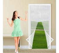 Fly Screens for Doors Metal 100 x 234 cm Anti Mosquito Heavy Duty Bug Mesh Curtain Easy Installation Without Drilling Easy to Install for Patio Doors, White