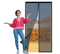 Fly Screens for Doors Metal 123 x 240 cm Door Fly Screen Curtain Without Drilling Fully Self Seal Automatically for Doors and Patio, Black