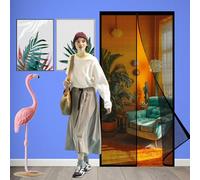 Fly Screens for Doors Metal 128 x 267 cm Heavy Duty Fly Door Screen Mesh Easy to Install Without Drilling Keeping Out Flies for Dogs Cats Mosquitos, Black