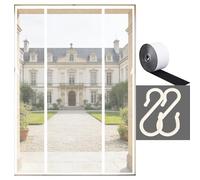 Fly Screens for Doors with 2-Sided Hooks - Fast Self Sealing, Heavy Duty, Keeps Bugs Out, Full Size Magnetic Fly Screen Door, Easy Install-White||365x250cm(144x98in)