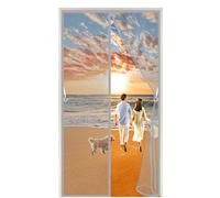 Fly Screens for Double Doors 115x195cm(45x77inch) Magnets Heavy Duty Mesh Curtain - with Full Frame Tape - for Balcony/French/Sliding Glass Door - Gray A