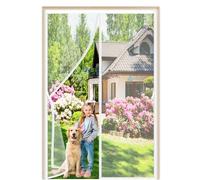 Fly Screens for Double Doors 130x205cm Anti Mosquito Mesh Fly Curtain with Full Frame Magic Tape Close Automatically Insect Protection Door No Gap for Air Conditioner Room Kitchen White
