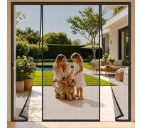 Fly Screens for Double Doors 135x210cm Gravity Sticks at the Bottom to Prevent Wind from Blowing it Open No Gap Double Opening Mosquito Screen Black