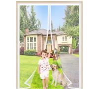 Fly Screens for Double Doors White 115x205cm Heavy Duty Fly Insect Mesh Curtain with Magnets Self Closing Door Net Screen Without Drilling for Balcony Patio Bedroom Kitchen