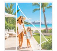 Fly Screens for Double French Doors White 300x290cm Double Door Keep Insects Out Mosquito Door Screen Toddler and Dog Friendly for Traditional and Modern Double-Leaf Frames