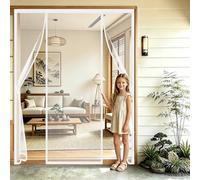 Fly Screens for French Doors White 130x230cm Extra Wide Heavy Duty Bug Curtain Door Screen with Full Frame Tape for French Doors & Sliding Patio