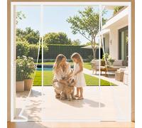 Fly Screens for French Double Doors 160x275cm Large Opening Heavy Duty Curtain Hands Free Mesh Partition Automatical Closure for Traditional and Modern Double-Leaf Door Frames White