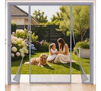 Fly Screens for French Double Doors 330x210cm Grey Extra Large Hands Free Instant Mesh Mosquito & Bug Net Curtain Keep Open Straps for maximizing Fresh air Circulation on Warm British Evenings