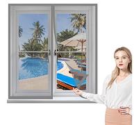 Fly Screens for Window 120 x 100 cm, Window Fly Screen net with Self-Adhesive Tape Lets Fresh Air in for Balcony Children's Room Window, Grey