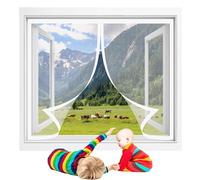 Fly Screens for Window 153 x 203 cm Reinforced Anti-Tearing Insect Fly Mesh Without Drilling Durable Transparent for French Doors Sliding Glass Doors Patio, White