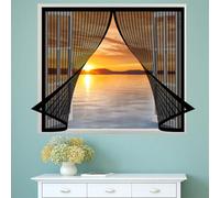 Fly Screens for Window 82 x 82 cm(32 x 32inch), Magnetic Flyscreen Net, Keep Insects Out for Balcony Children's Room Window, Black