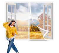 Fly Screens for Window Nets 103 x 180 cm Mesh Curtain Without Drilling Self-Adhesive Tape for Window, Transparent Fly Screen, White