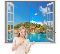 Fly Screens for Windows 100x90cm Grey Mesh Fly Curtain-Top-to-Bottom Seal Shuts Automatically-Keeps Mosquitoes Insects Out-for Entry/Exterior Door/Patio