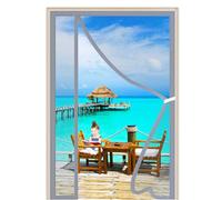 Fly Screens for Windows 110x235cm with Full Frame Magic Tape Magic Instant Mesh Door for Front Door and Home Outside Kids Pets Walk Through Grey