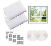 Fly Screens for Windows, 2PCS Universal Window Net (1.5×2m), Adjustable Window Screen, Invisible Mosquito Net for Windows, Window Netting for Insects Bug Fly (with Selfadhesive Tapes and Patches)