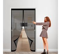 Fly Screens for Windows 83 x 200 cm Insect Protection Door No Gap, Keep Bugs Out Lets Fresh Air in Heavy Duty Bug Mesh Curtain for Balcony Sliding Doors Living Room, Black